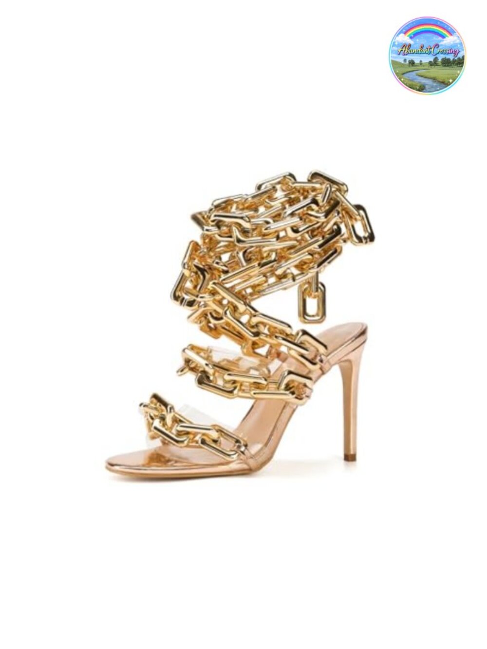 Women's Clear PVC Chain Ankle Strap Stiletto High Heel Sandals - Lace Up